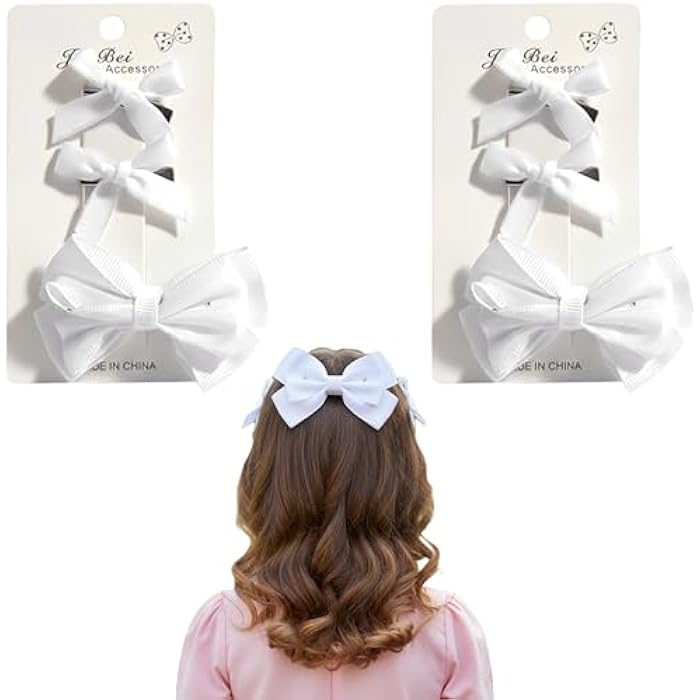 White Hair Clip - Set Of 6 Pieces, 4 Small Size & 2 Medium Size, For Girls School Uniform, Durable & Non-Slip Design - Image 1
